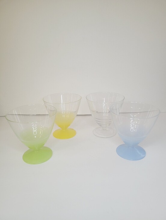 Arcoroc Other - Vintage ARC (Arcoroc) France Pastel Glassware Dessert Yellow Green Blue Clear